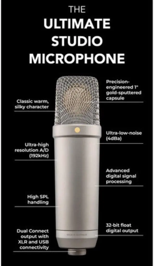 Alt view image 7 of 18 - Rode NT1(Black) 5th Generation Hybrid Studio Condenser Microphone