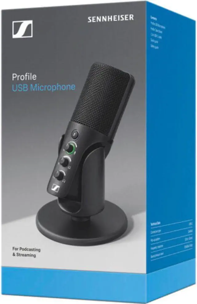 Alt view image 6 of 7 - Sennheiser 700065 Profile USB Condenser Microphone with Desktop Stand