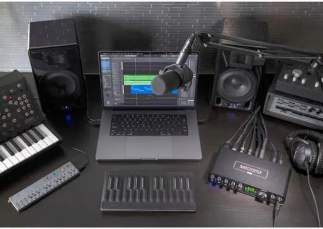 Alt view image 6 of 7 - MOTU M6 Desktop 6x4 USB-C Audio-MIDI Interface Bundle with XLR-XLR Cable and Fastener Straps