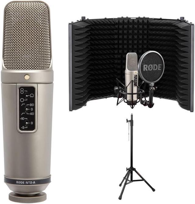 RODE NT2-A Large-Diaphragm Multipattern Condenser Microphone Bundle with  Auray RF-5P-B Reflection Filter (Metal) and Auray RFMS-580 Filter Mic Stand  - Newegg.com