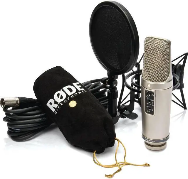 Alt view image 4 of 7 - RODE NT2-A Large-Diaphragm Multipattern Condenser Microphone Bundle with Auray RF-5P-B Reflection Filter (Metal) and Auray RFMS-580 Filter Mic Stand