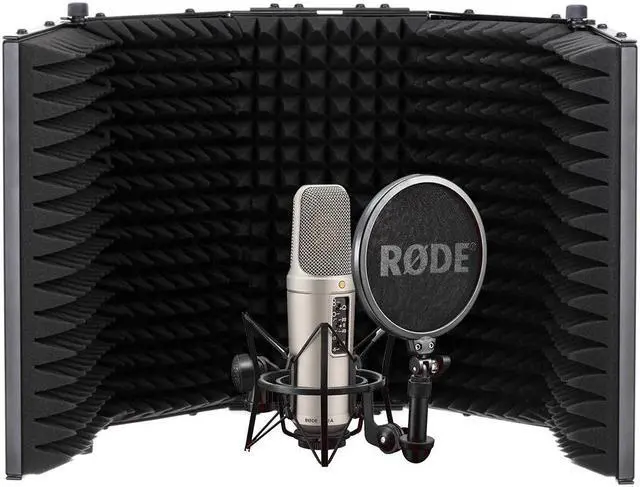 Alt view image 5 of 7 - RODE NT2-A Large-Diaphragm Multipattern Condenser Microphone Bundle with Auray RF-5P-B Reflection Filter (Metal) and Auray RFMS-580 Filter Mic Stand