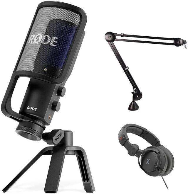 Rode NT-USB+ USB Condenser Microphone Bundle with RODE PSA1 Studio Boom Arm  and Polsen HPC-A30-MK2 Studio Monitor Headphones 