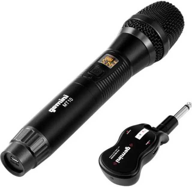 Alt view image 2 of 6 - Gemini GMU-M100 Handheld UHF Wireless Microphone System with Plug-In Receiver (512 to 541.7 MHz)