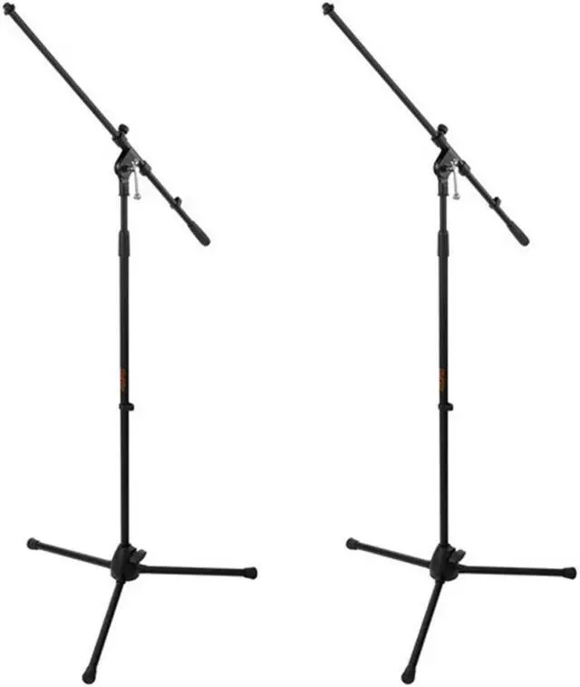 Alt view image 7 of 7 - Gemini GMU-M200 Dual Handheld UHF Wireless Microphone System with Plug-In Receiver (512 to 541.7 MHz) Bundle with 2x Auray MS-5230F Tripod Microphone Stand with Fixed Boom