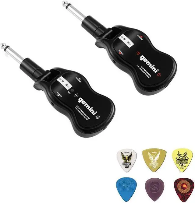 Main image of Gemini GMU-G100 Wireless UHF Guitar System (512 to 541.7 MHz) bundle with Assorted VPP-6 Guitar Picks, 6 Pack, Medium