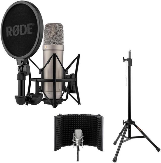 Rode NT1 5th Generation Condenser Microphone with SM6 Shockmount and Pop  Filter,Silver