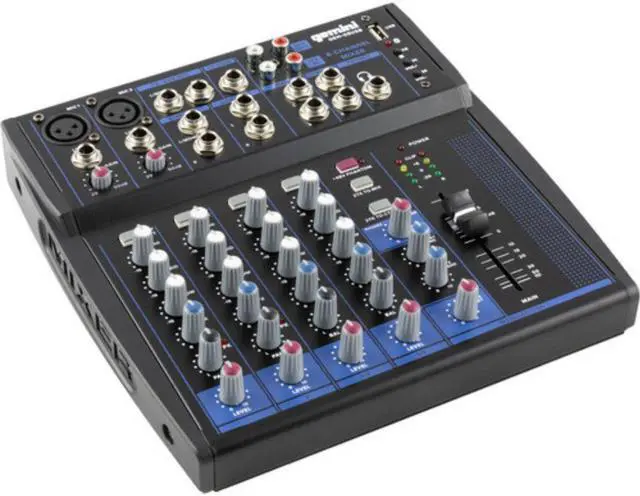 Main image of Gemini Sound GEM-08USB - 8-Channel Bluetooth Audio Mixer, Professional Compact DJ Mixer with USB Playback, Phantom Power, 3-Band EQ, and Adjustable FX