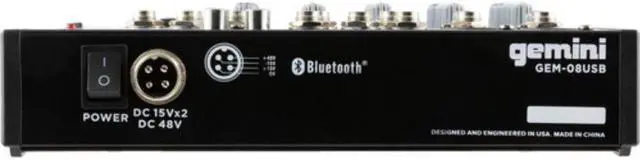 Alt view image 5 of 5 - Gemini Sound GEM-08USB - 8-Channel Bluetooth Audio Mixer, Professional Compact DJ Mixer with USB Playback, Phantom Power, 3-Band EQ, and Adjustable FX