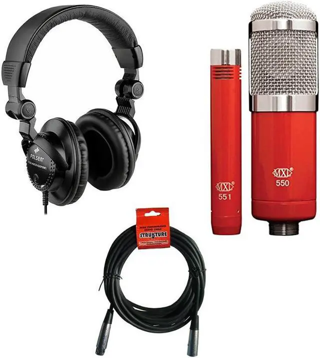 Alt view image 5 of 6 - Focusrite Scarlett 4i4 USB-C Audio/MIDI Interface (4th Gen) Bundle with Studio Monitor Headphones, MXL 550/551 Microphone Ensemble Kit, Pop Filter, Mic Stand, Headphone Holder and 2x XLR Cable