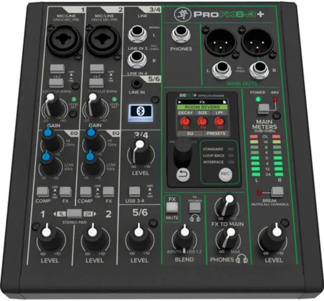 Alt view image 2 of 5 - Mackie ProFX6v3+ 6-Channel Analog Mixer with Built-In FX, USB Recording, and Bluetooth