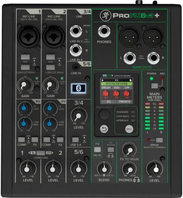 Alt view image 3 of 5 - Mackie ProFX6v3+ 6-Channel Analog Mixer with Built-In FX, USB Recording, and Bluetooth