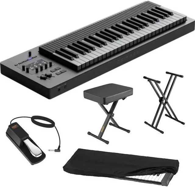 Main image of EXPRESSIVE E Osmose 49-Key Synthesizer and MPE Controller Bundle with Auray KSCL-2X Double-X Keyboard Stand, Auray PBS-17 X-Style Piano Bench, Auray FP-P1L Sustain Pedal and Kaces KKC-MD Dust Cover
