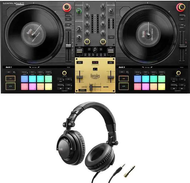 Main image of Hercules DJControl Inpulse T7 Premium 2-Deck Motorized DJ Controller Bundle with Hercules HDP DJ45 Closed-Back, Over-Ear DJ Headphones
