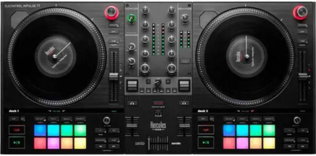 Alt view image 2 of 7 - Hercules DJControl Inpulse T7, 2 Deck Motorized DJ Controller with built in STEMS Control, Serato DJ and DJUCED included Bundle with Hercules HDP DJ45 Closed-Back, Over-Ear DJ Headphones