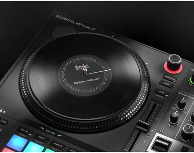Alt view image 5 of 7 - Hercules DJControl Inpulse T7, 2 Deck Motorized DJ Controller with built in STEMS Control, Serato DJ and DJUCED included Bundle with Hercules HDP DJ45 Closed-Back, Over-Ear DJ Headphones