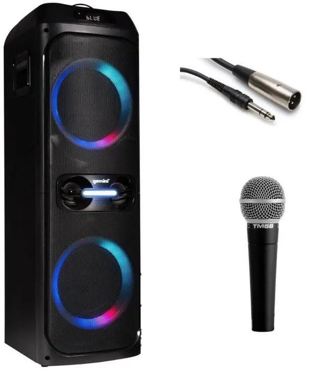 Main image of Gemini Sound GHK-2800-4800W Party Speaker Bundle with Polsen M-85 Professional Dynamic Handheld Microphone (Dark Gray) XLR to TRS Cable