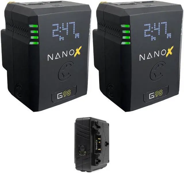 Main image of Core SWX NANOX G98 Micro 98Wh Li-Ion Battery (Gold Mount) Bundle with Core SWX GPM-X2A Mini Dual Travel Battery Charger