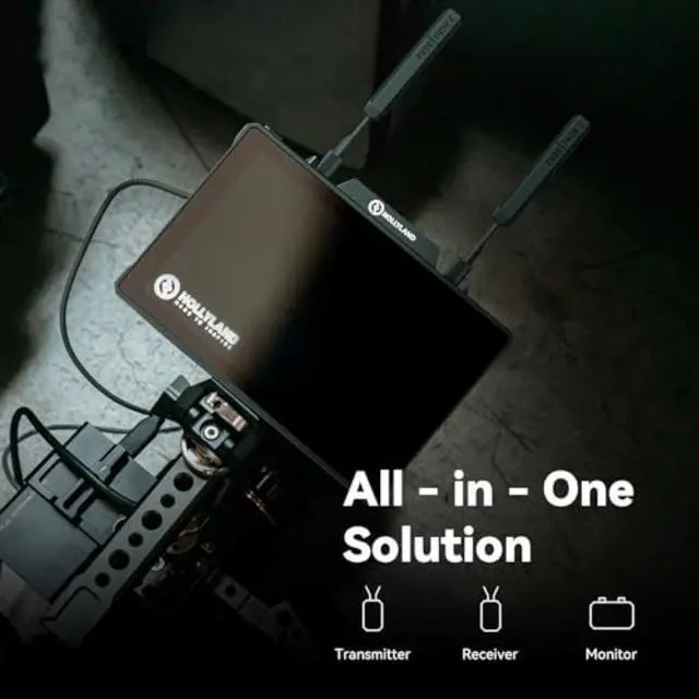 Alt view image 3 of 7 - Hollyland Pyro 7 Wireless Video Transmitter & Receiver Bundle with GVM NP-F750 4400mAh Batteries with Travel Chargers (Set of 2), Anti-Static Screen Cleaning Wipes (5-Pack)