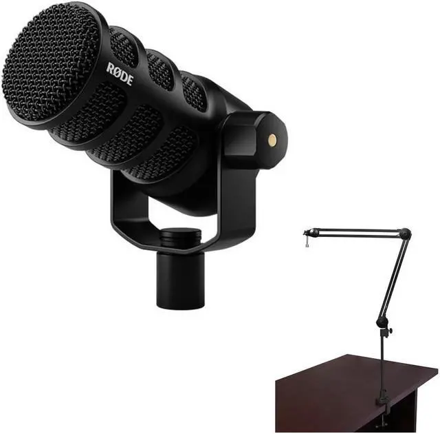 Main image of RODE PodMic USB and XLR Dynamic Broadcast Microphone Bundle with Auray BAI-2N Two-Section Broadcast Arm with Internal Springs
