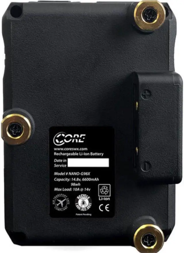 Alt view image 3 of 14 - Core SWX NANOX G98 Micro 98Wh Li-Ion Battery (Gold Mount)