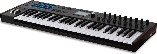 Alt view image 4 of 7 - Arturia KeyLab 49 mk3 Black Key USB MIDI Keyboard Controller Bundle with Auray FP-P1L Universal Piano Sustain Pedal, Kaces KKC-MD Stretchy Keyboard Dust Cover medium, Hosa Mid-310 Black 10 cable