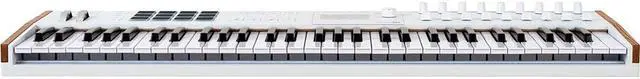 Alt view image 3 of 7 - Arturia KeyLab 61 mk3 Professional MIDI Controller and Software (White) Bundle with Auray FP-P1L Sustain Pedal, Medium Keyboard Dust Cover, and 10' Black Midi cable