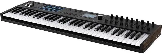 Alt view image 3 of 7 - Arturia KeyLab 61 mk3 Professional MIDI Controller and Software (Black) Bundle with Auray FP-P1L Sustain Pedal, Medium Keyboard Dust Cover, and 10' Black Midi cable