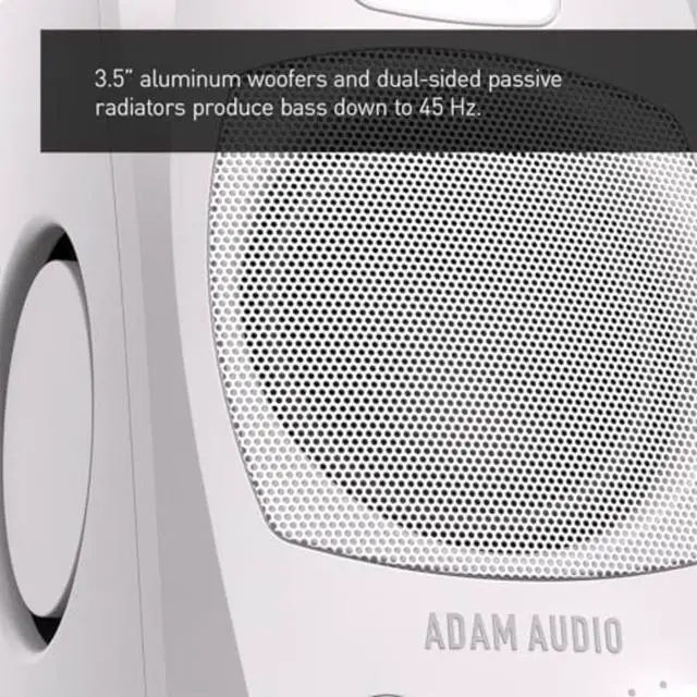 Alt view image 7 of 12 - Adam  Audio D3V Active Desktop Monitoring System (White)