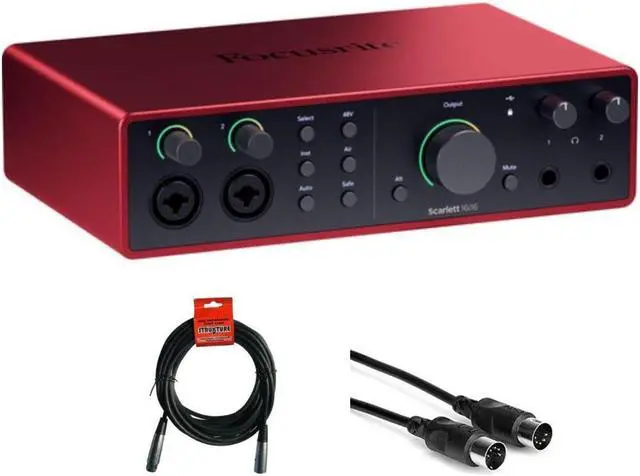 Main image of Focusrite Scarlett 16i16 USB-C Audio/MIDI Interface (4th Generation) Bundle with XLR- XLR Cable (2 Pack), Hosa Mid-310 Black 10 ft. Midi cable (2 Pack)