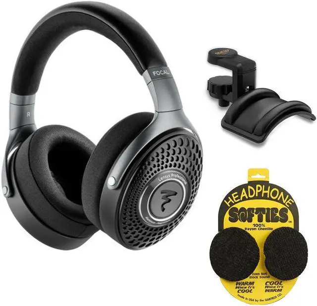 Main image of Focal Lensys Professional Wired Over-Ear Closed-Back Headphones Bundle with Auray Headphone Holder With Padded Cradle and Garfield Headphone Softie Earpad Covers (Black, Pair)