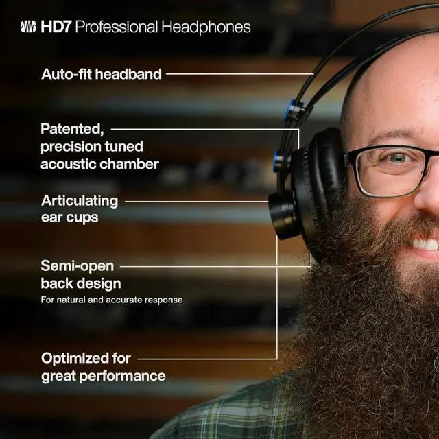 Alt view image 7 of 7 - PreSonus HD7 Professional Over-Ear Monitoring Headphones