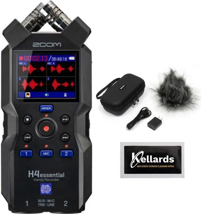 Main image of Zoom H4essential 4-Track 32-Bit Float Portable Audio Recorder Bundle with Zoom APH-4e Accessory Pack for H4essential Portable Recorder and Kellards Cleaning Pack