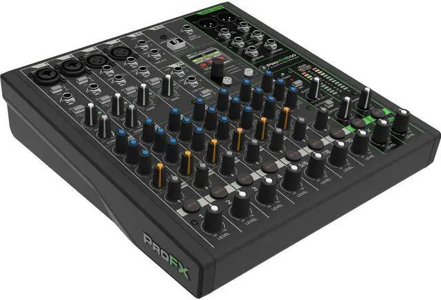 Main image of Mackie ProFX10 GO Battery-Powered 10-Channel Analog Audio Mixer With Bluetooth, USB-C Recording Modes, GigFX+ Effects, Onyx Preamps, EQ, Compression, Up to 8 Hours Battery Life