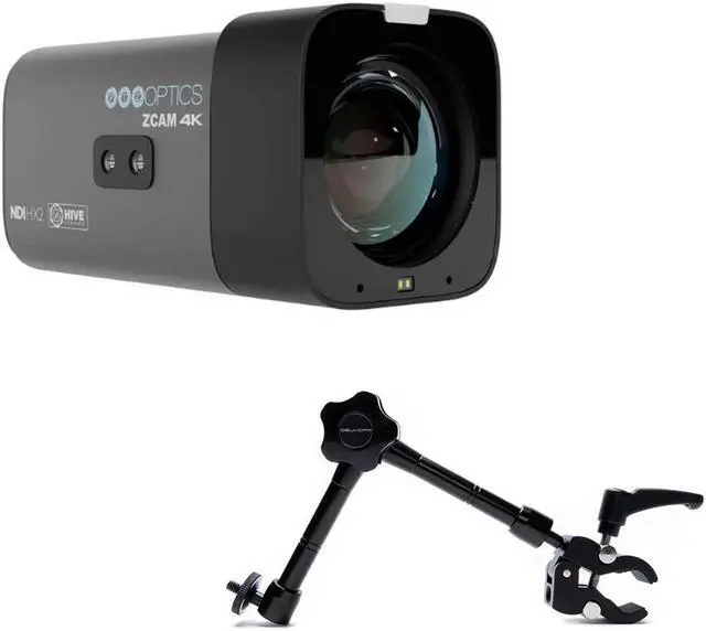Main image of PTZOptics Studio 4K Camera with 20x Optical Zoom (Gray) Bundle with Delvcam VGRIP-2 LCD Monitor Multi-Arm Clamp Mount