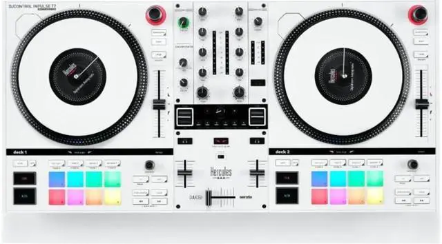 Alt view image 2 of 7 - Hercules DJ Control Inpulse T7 White, Limited Edition Bundle with Hercules HDP DJ45 Closed-Back, Over-Ear DJ Headphones