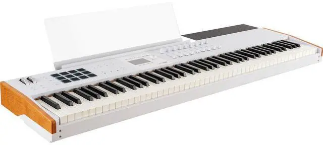 Alt view image 2 of 7 - Arturia KeyLab 88 mk3 88-Key Hammer-Action Universal MIDI Controller (White) Bundle with MID-P10T Pro MIDI to MIDI Cable 10', Universal Piano-Style Sustain Pedal and Stretchy Keyboard Dust Cover