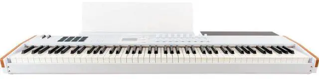 Alt view image 3 of 7 - Arturia KeyLab 88 mk3 88-Key Hammer-Action Universal MIDI Controller (White) Bundle with MID-P10T Pro MIDI to MIDI Cable 10', Universal Piano-Style Sustain Pedal and Stretchy Keyboard Dust Cover