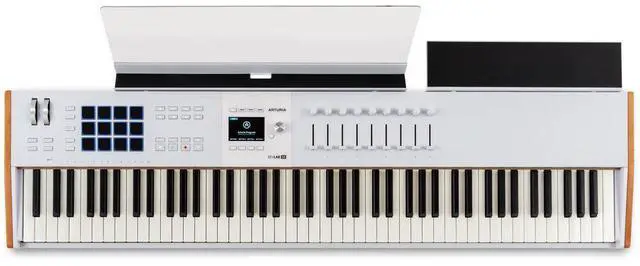 Alt view image 4 of 7 - Arturia KeyLab 88 mk3 88-Key Hammer-Action Universal MIDI Controller (White) Bundle with MID-P10T Pro MIDI to MIDI Cable 10', Universal Piano-Style Sustain Pedal and Stretchy Keyboard Dust Cover