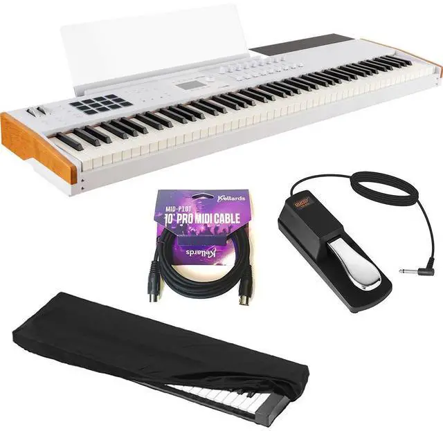 Main image of Arturia KeyLab 88 mk3 88-Key Hammer-Action Universal MIDI Controller (White) Bundle with MID-P10T Pro MIDI to MIDI Cable 10', Universal Piano-Style Sustain Pedal and Stretchy Keyboard Dust Cover