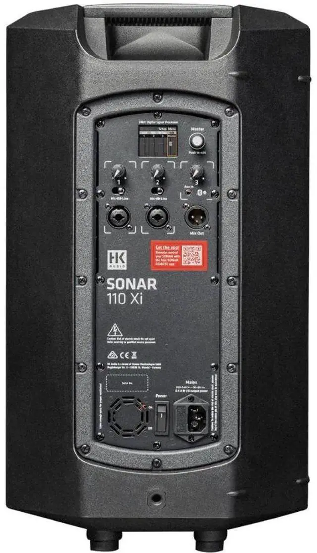 Alt view image 4 of 7 - HK AUDIO SONAR 110 Xi 2-Way 800W 10" Powered Speaker (Pair) Bundle with 2x XLR-P20T Pro 20' XLR Microphone Cable and SS-47S-PB Deluxe Height-Adjustable Steel Speaker Stands and Carrying Case