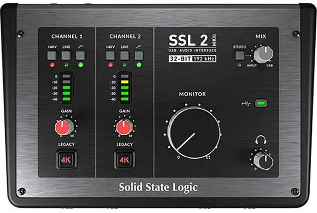 Alt view image 3 of 7 - Solid State Logic SSL 2 MKII - 2x2 USB Audio Interface Bundle with Aston Microphones Element Microphone KIT and Kellards XLR-P20T Pro 20 ft XLR Microphone Cable, XLR Male to Female Cable
