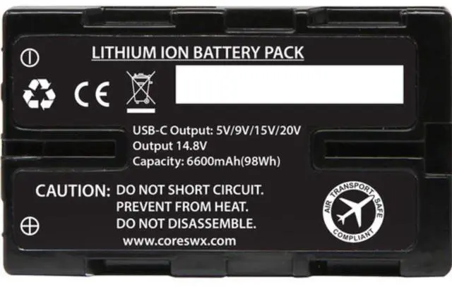 Alt view image 3 of 4 - Core SWX NANO-U98X 6600mAh Battery ( BP-U) Pair Bundle with Core SWX XPD-45 Universal 45W USB-C PD Wall Charger with Cable
