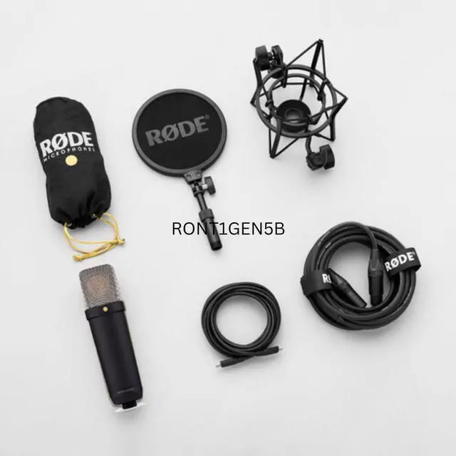 Alt view image 3 of 7 - Rode NT1(Black) 5th Generation Hybrid Studio Condenser Microphone Bundle with Kellards PST2 Adjustable Height Microphone Stand with Boom, Polsen HPC-A30 Closed-Back Studio Monitor Headphones