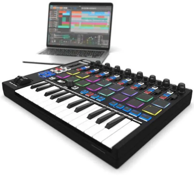 Alt view image 5 of 7 - Reloop Keypad Pro Compact USB-MIDI 4-In-1 DAW Workstation Controller Bundle with Auray FP-P1L Universal Piano-Style Sustain Pedal