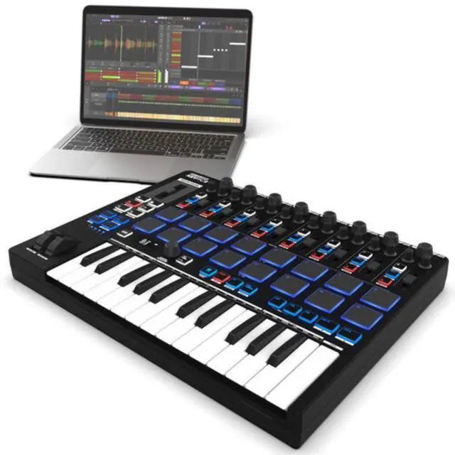 Alt view image 4 of 7 - Reloop Keypad Pro Compact USB-MIDI 4-In-1 DAW Workstation Controller Bundle with Auray FP-P1L Universal Piano-Style Sustain Pedal