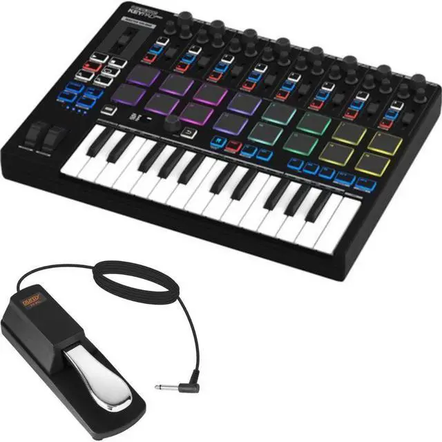 Main image of Reloop Keypad Pro Compact USB-MIDI 4-In-1 DAW Workstation Controller Bundle with Auray FP-P1L Universal Piano-Style Sustain Pedal