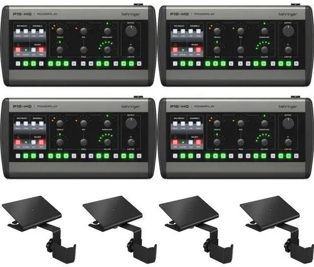 Alt view image 6 of 7 - Behringer P16-HQ 16-Channel Personal Monitoring Mixer (4 Pack) Bundle with Behringer Mounting Bracket for P16-M (4 Pack)