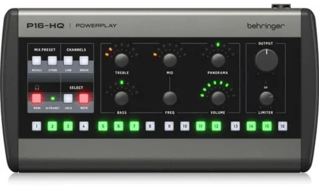 Alt view image 2 of 7 - Behringer P16-HQ 16-Channel Personal Monitoring Mixer Bundle with Behringer Mounting Bracket for P16-M