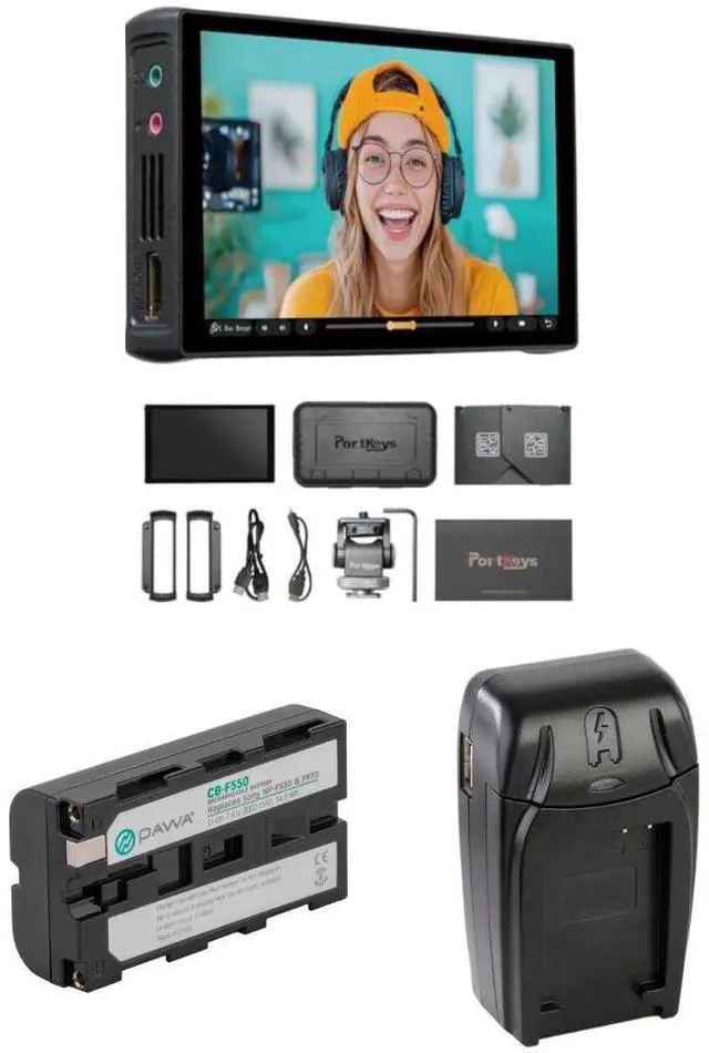 Alt view image 6 of 7 - Portkeys PT5 III Camera Monitor 5.4" 800nits Bundle with Pawa NP-F550 Lithium-Ion Battery Pack (7.4V, 2000mAh), Watson Compact AC/DC Charger for L&M Series Batteries